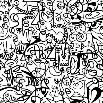 Tapete Black and white pattern.Seamless background, texture.