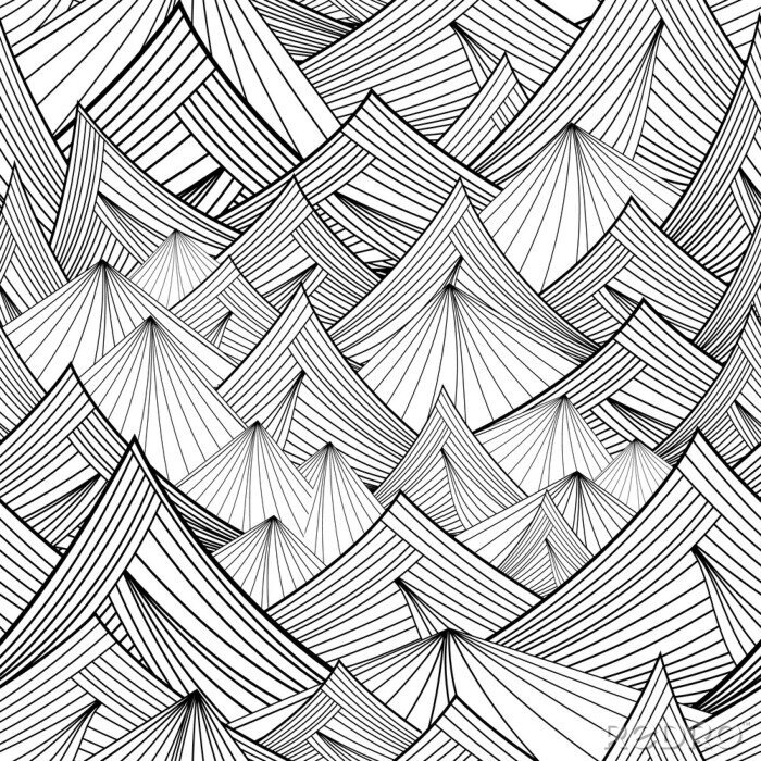Tapete black and white vector seamless pattern of mountain