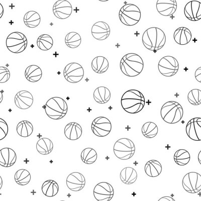 Tapete Black Basketball ball icon isolated seamless pattern on white background. Sport symbol. Vector Illustration