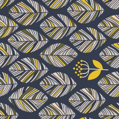 Tapete Blätter mit bunten Streifen