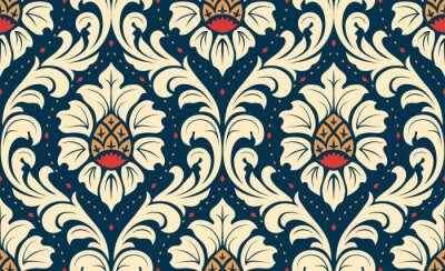 Tapete Blätter und Zapfen im klassischen Stil