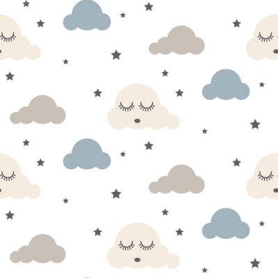 Tapete Blau-graue schlafende Wolken