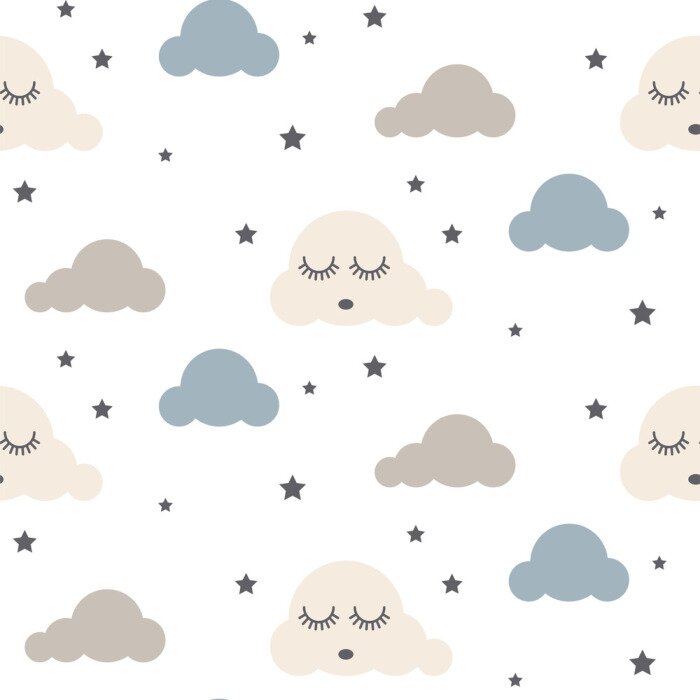 Tapete Blau-graue schlafende Wolken