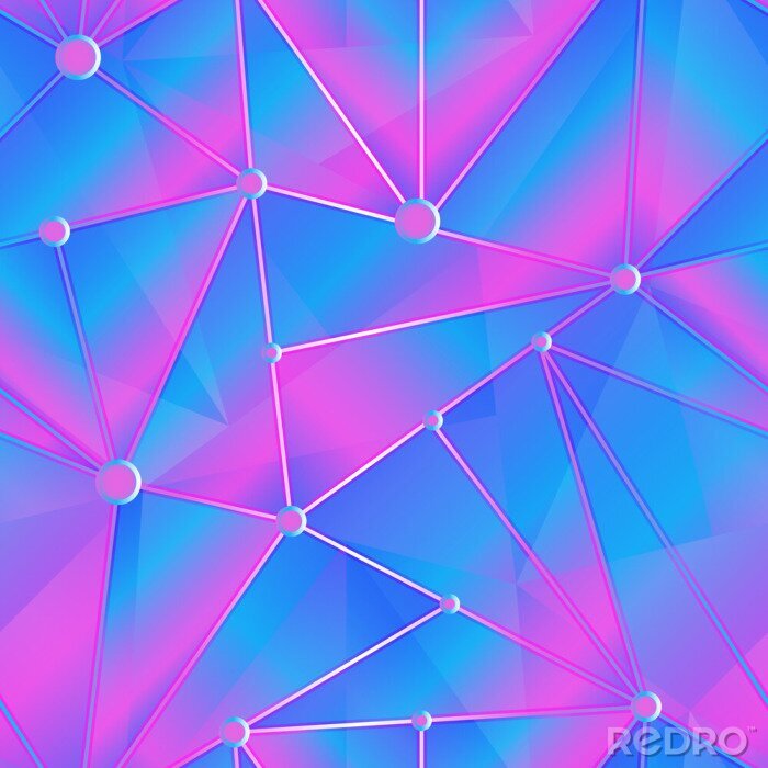 Tapete Blau-rosa Muster mit Dreiecken