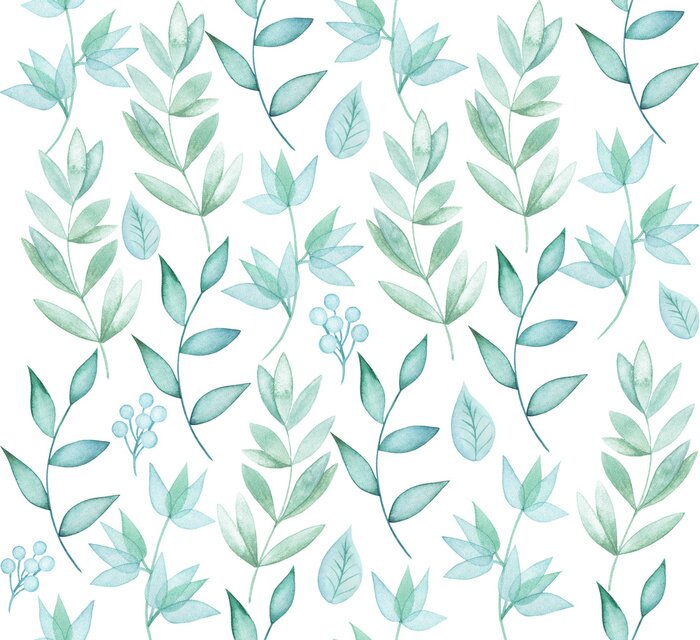 Tapete Blaue Aquarellzweige