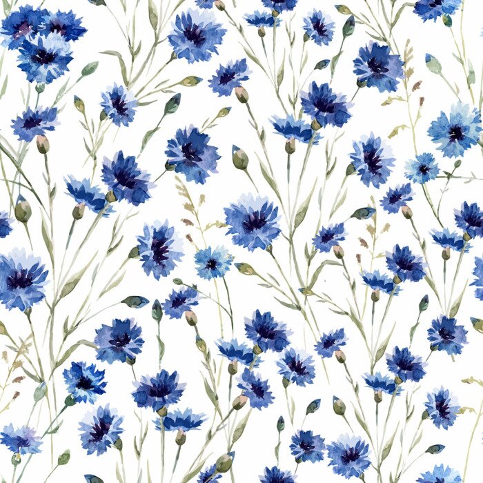 Tapete Blaue Blumen 9
