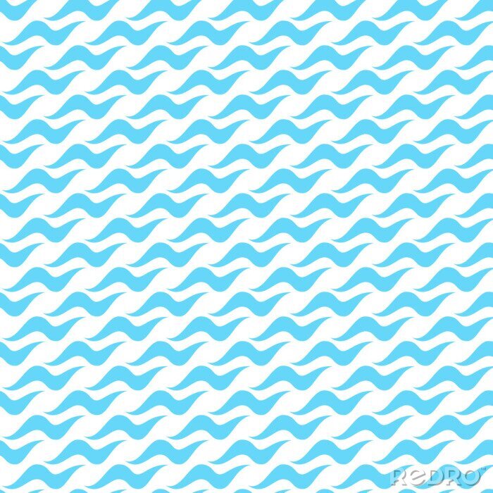 Tapete Blaue kleine Wellen auf weißem Hintergrund