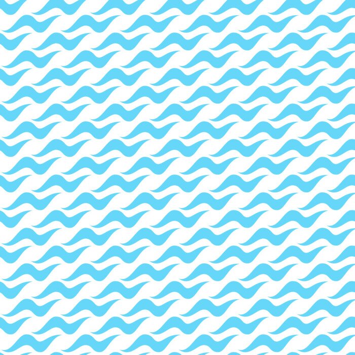 Tapete Blaue kleine Wellen auf weißem Hintergrund