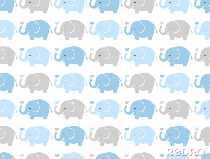 Tapete Blaue und graue Elefantenbabys