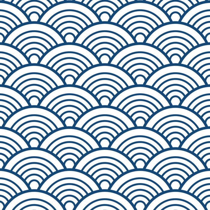 Tapete Blaue und weiße grafische Wellen