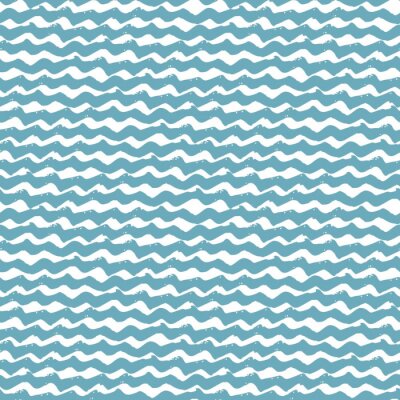 Tapete Blaue Wellen auf weißem Hintergrund