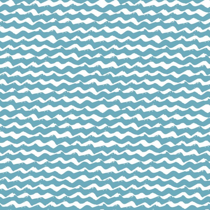 Tapete Blaue Wellen auf weißem Hintergrund