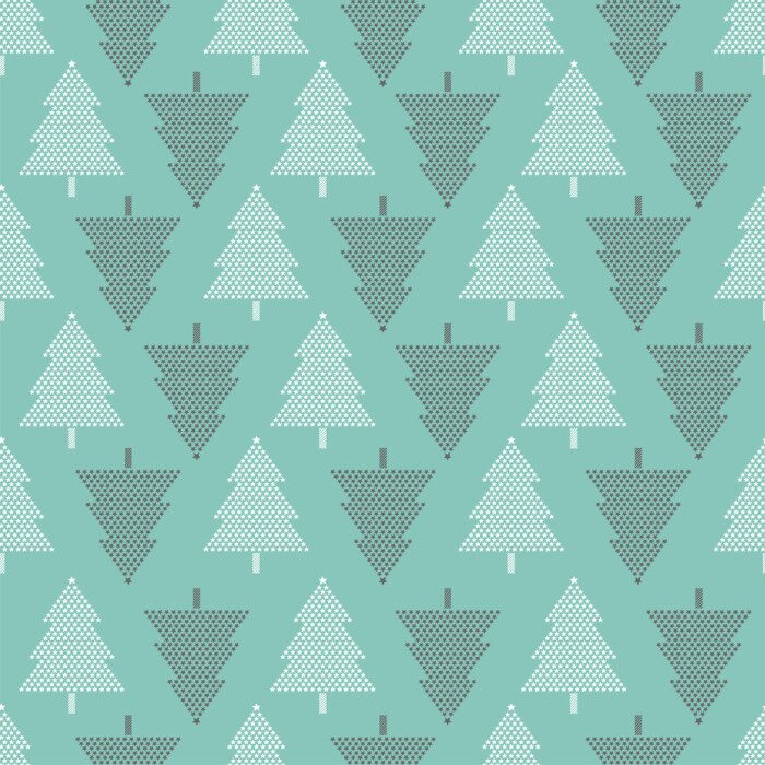 Tapete Blaue zarte Weihnachtsbäume