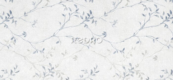 Tapete Blaue Zweige an der Wand