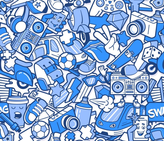 Tapete Blaues Skate-Graffiti