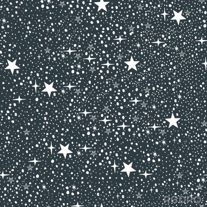 Tapete Blue night sky with infinity stars. Seamless pattern.