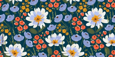 Tapete Blühende bunte Wiese