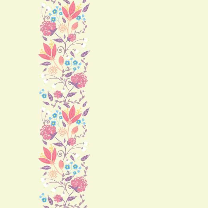Tapete Blumen auf einem dekorativen Streifen
