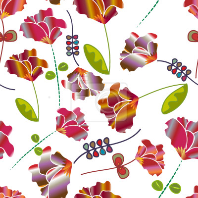 Tapete Blumen aus Peru Weiß