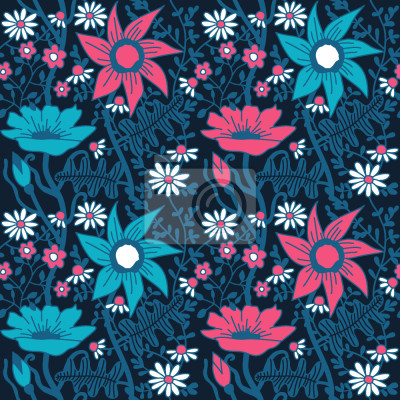 Tapete Blumen im Nachtschatten