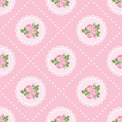 Tapete Blumen im schäbigen Stil auf einem rosa Hintergrund