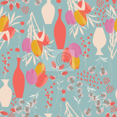 Tapete Blumen und Vasen