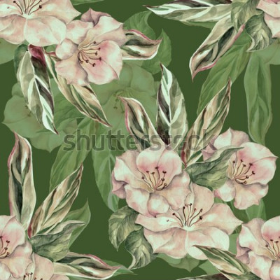 Tapete Blumen vor grünem Hintergrund