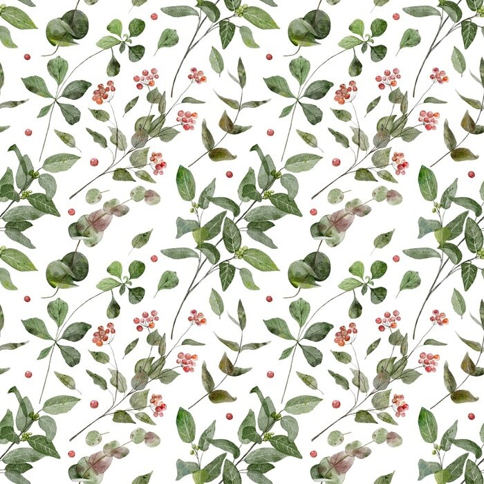 Tapete Blumengrün von Pflanzenzweigen