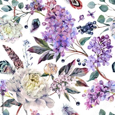 Tapete Blumensträuße und Boho-Dekorationen