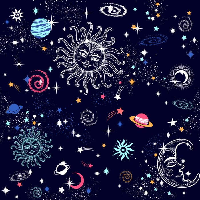 Tapete Bohemian Indian Mandala Druck. Vintage Henna Tattoo-Stil