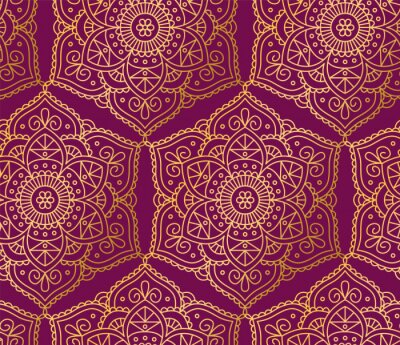 Tapete Bordeauxrotes orientalisches Muster mit Mandalas