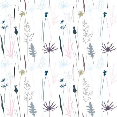 Tapete Botanisches Muster mit Wildblumen