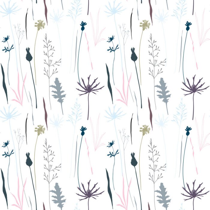 Tapete Botanisches Muster mit Wildblumen