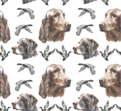 Tapete Braune Hunde und Vögel