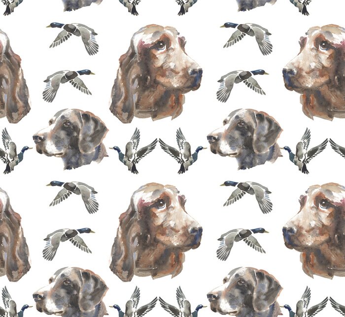 Tapete Braune Hunde und Vögel