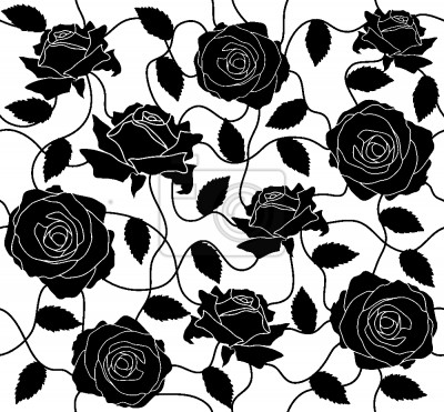 Tapete Briar Rose Schwarzweiss