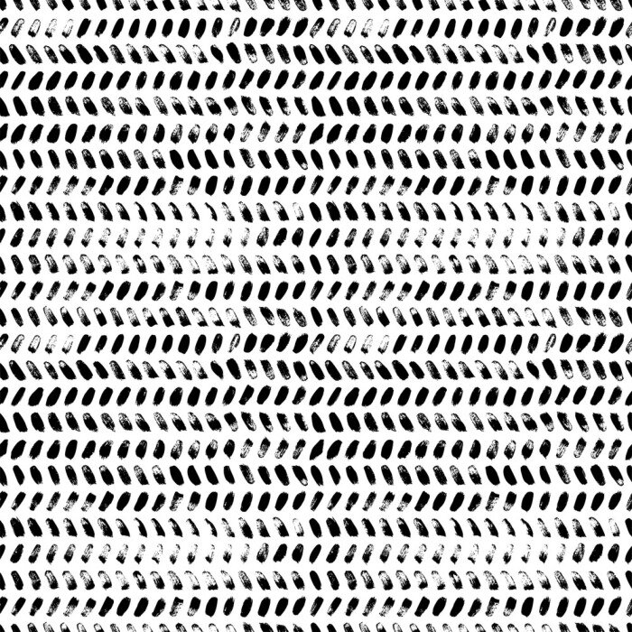 Tapete Brush strokes grunge zig zag seamless pattern. Vector chevron and herringbone fabric ornament.