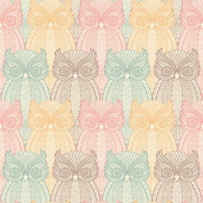 Tapete Bunt gemusterte Eulen