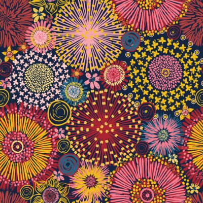 Tapete Bunte Abstraktion mit Wildblumen