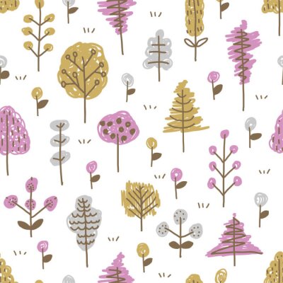 Tapete Bunte Bäume und Blumen