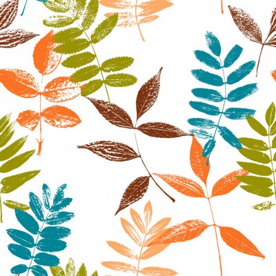 Tapete Bunte Blattkonturen