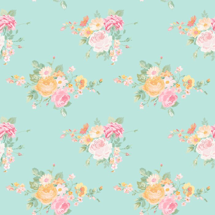 Tapete Bunte Blumensträuße im Shabby-Chic-Stil