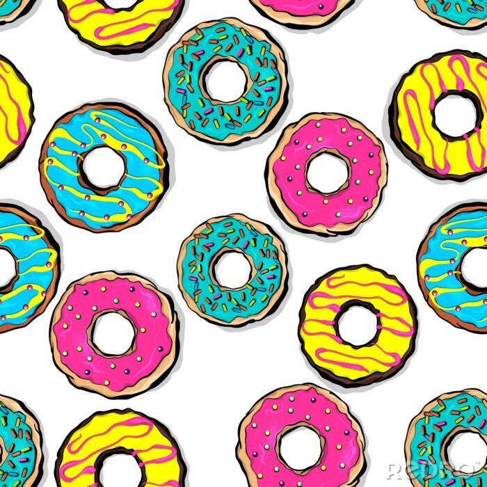 Tapete Bunte Donuts im Pop-Art-Stil