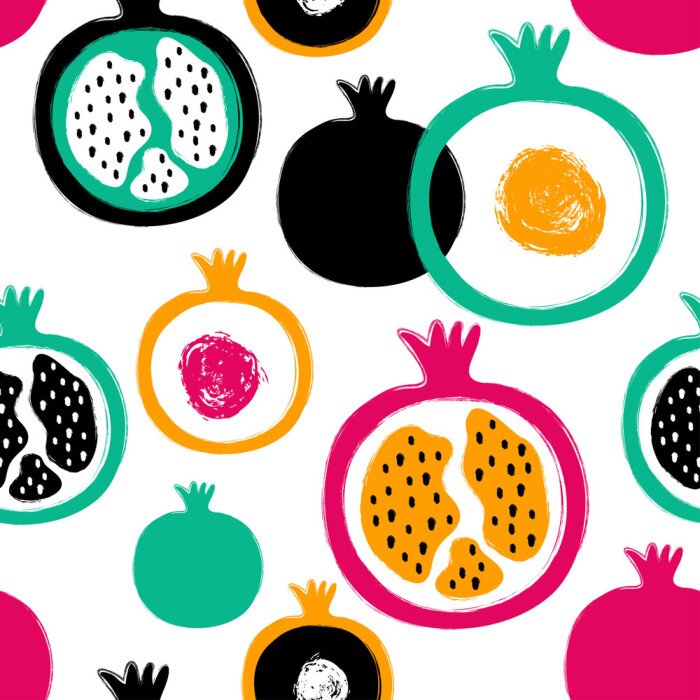 Tapete Bunte Granatäpfel in abstrakten Farben