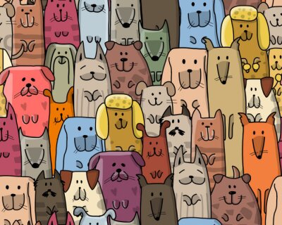 Tapete Bunte Hunde in Reihen sitzend