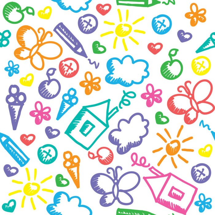 Tapete Bunte Kinderzeichnungen