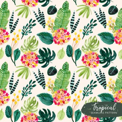 Tapete Bunte kleine Blätter und Blüten