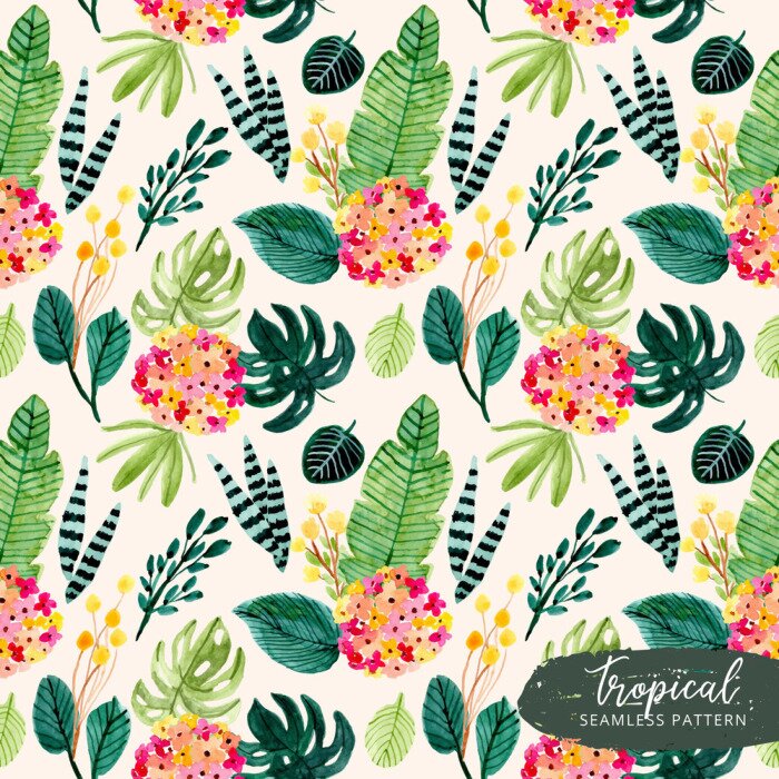 Tapete Bunte kleine Blätter und Blüten