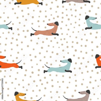 Tapete Bunte kleine Dackel