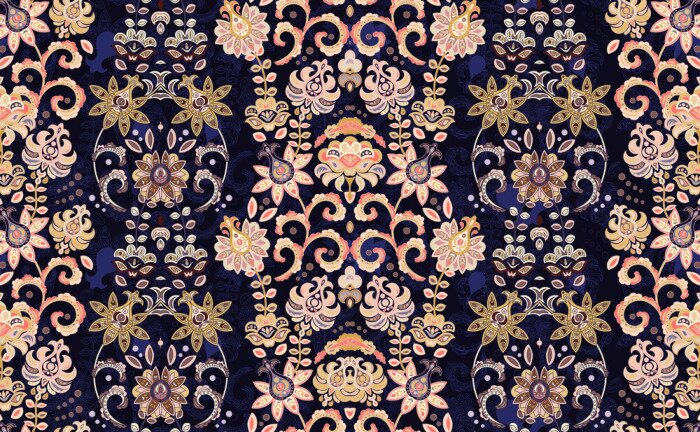 Tapete Bunte kleine orientalische Blumen auf dem Hintergrund